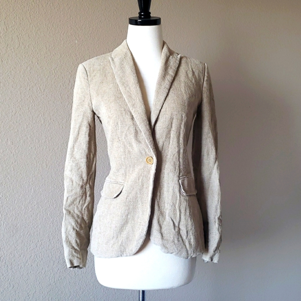Zara Basic Collection Jacket/Blazer/Coat, Corduroy Beige Blazer Size XS